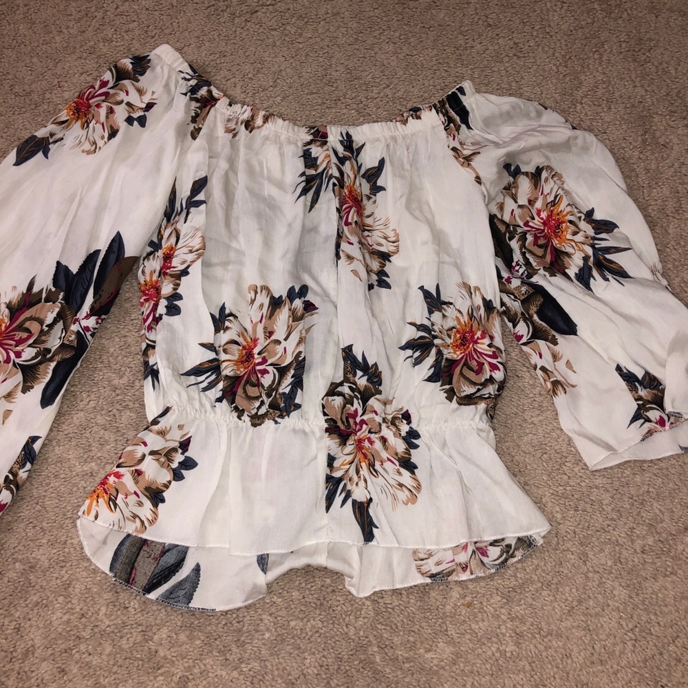 white floral off shoulder top